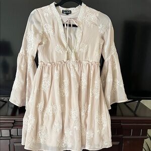 Elegant Cream dress with Floral Embroidery